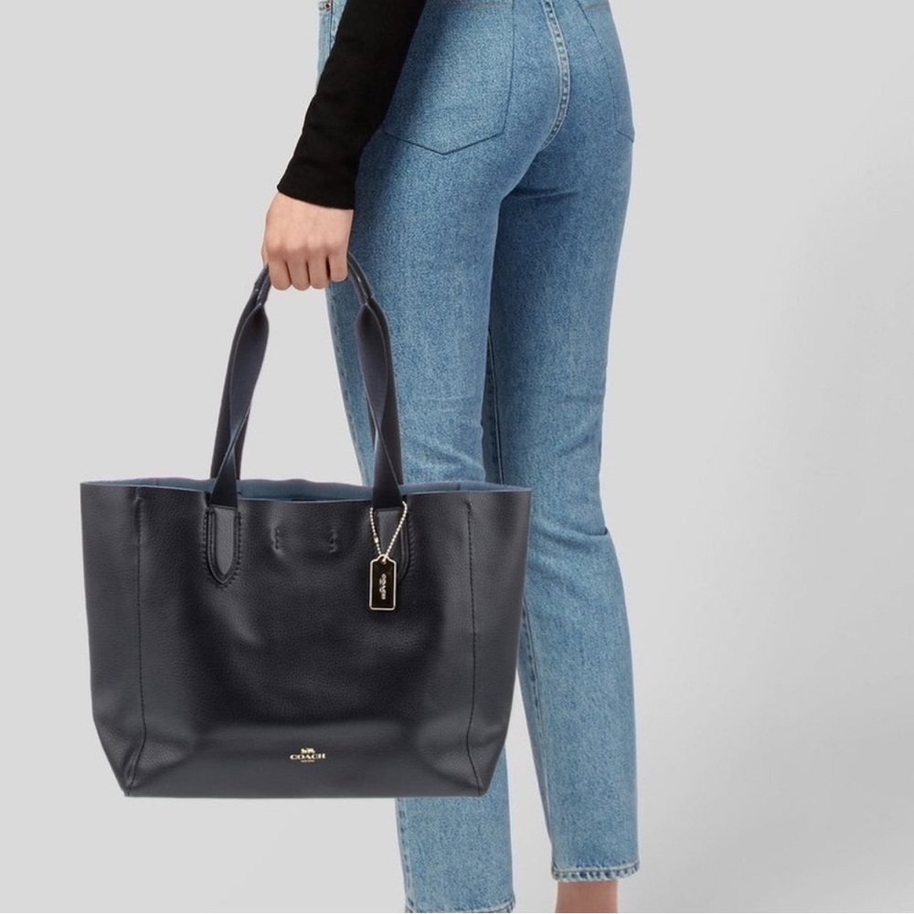Coach leather navy tote